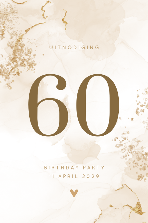 Uitnodiging verjaardag 60 met omkleurbare watercolor