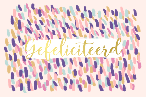 Verjaardagskaart voor vrouw met kleurrijke stippen en goudfolie