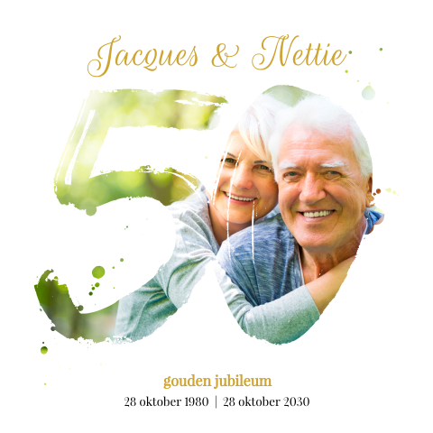 Uitnodiging gouden bruiloft met foto kader