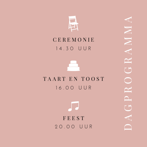 Floral dagprogrammakaartje in oudroze