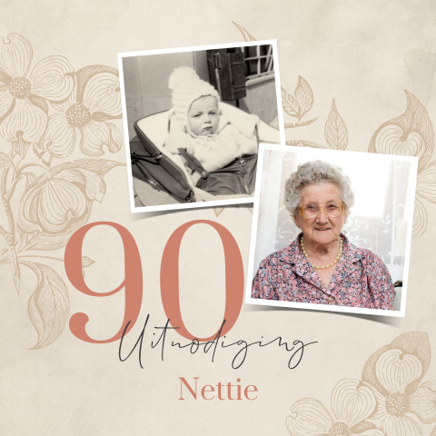 Vintage verjaardag uitnodiging 90 jaar