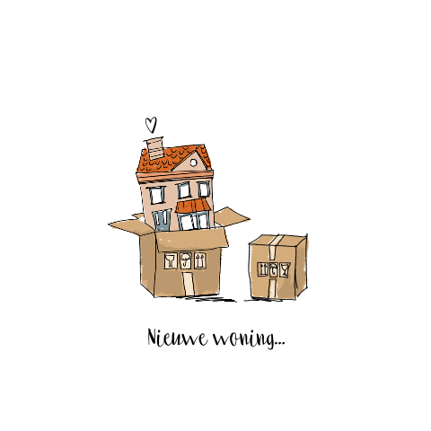 Verhuiskaart met grappige illustratie