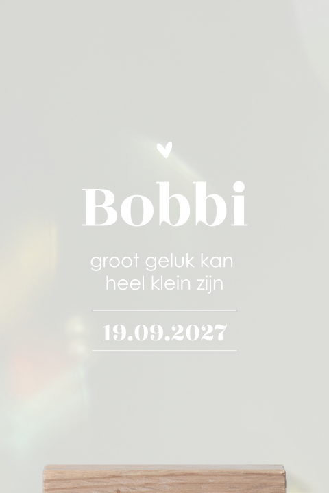 Plexiglas poster met houten houder geboorte
