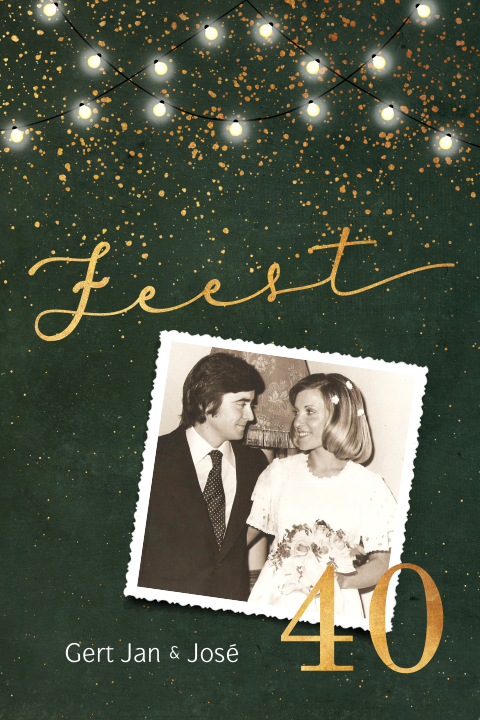 Uitnodiging 40 jaar getrouwd met confetti en foto