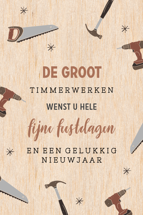 Houten zakelijke kerstkaart gereedschap