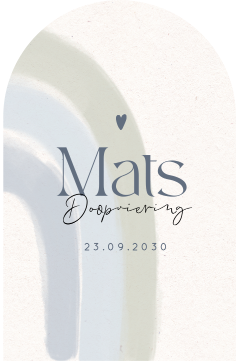 Doopkaart originele vorm met blauwe regenboog