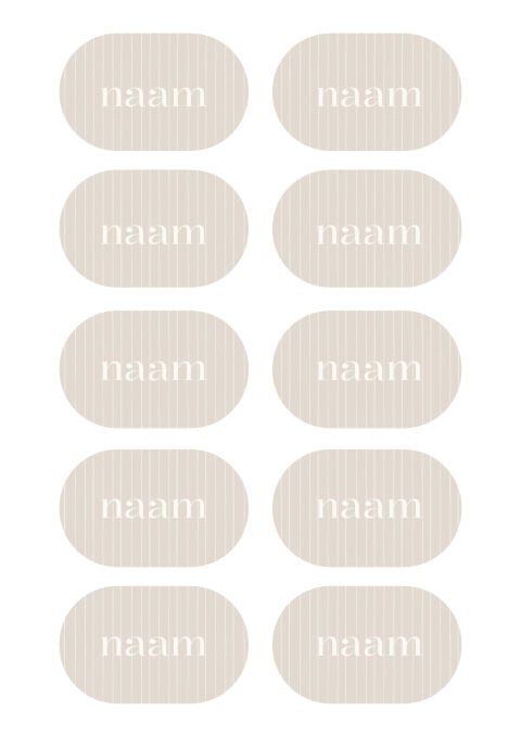 Naamkaartjes bruiloft in beige met streepjespatroon