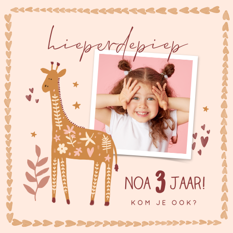 Kinderfeestje uitnodiging met giraffe