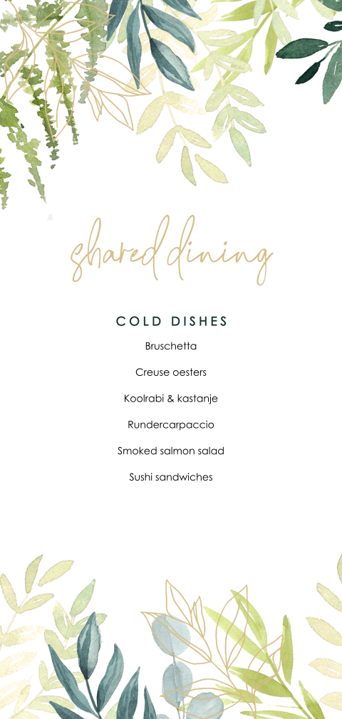 Menukaart shared dining botanisch