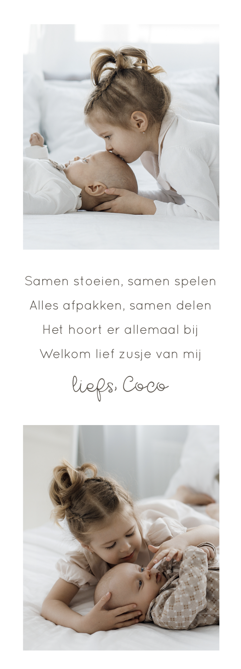 Fotostrip bij geboortekaartje met berichtje | 4 stuks