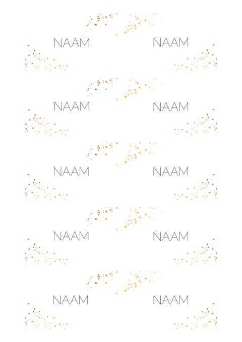 Stijlvolle naamkaartjes verjaardag met gouden spetters