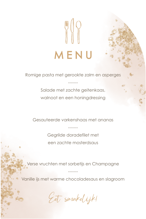 Menukaart in originele vorm voor huwelijksjubileum