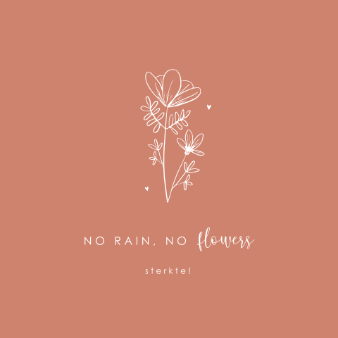 Wenskaart sterkte met bloem en mooie quote