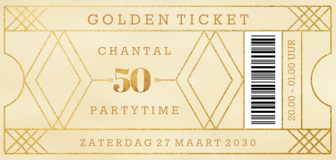 Uitnodiging feest ticket 50 jaar verjaardag