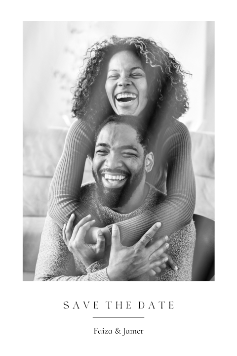 Save the date kaart bruiloft met foto en kalender