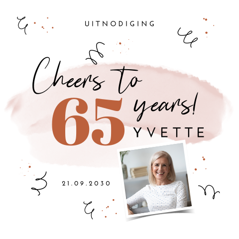 Vrolijke verjaardag uitnodiging 65 jaar met foto