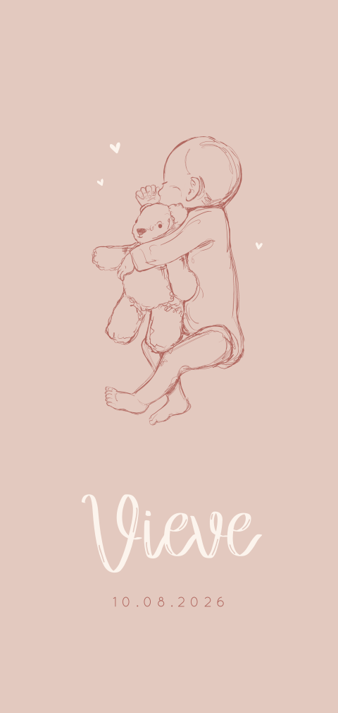 Lief geboortekaartje voor meisje met illustratie baby