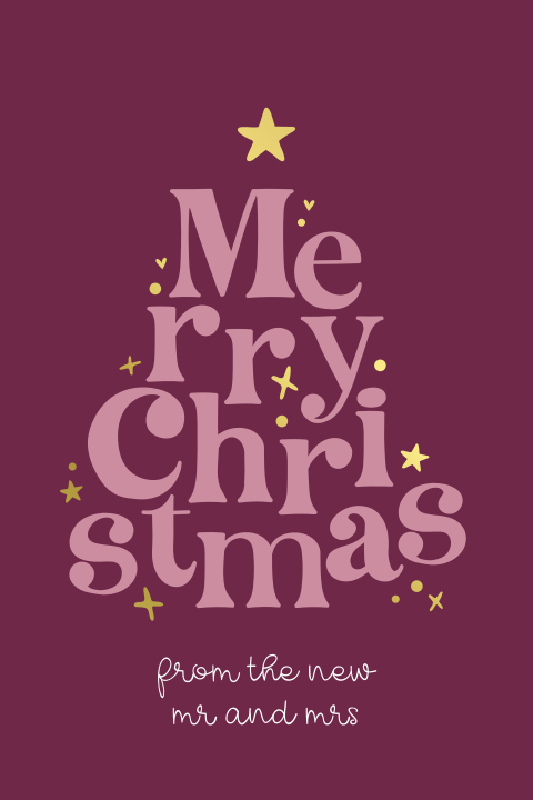 Bedankkaart bruiloft Merry Christmas