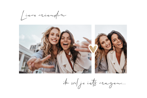 Getuige kaart met foto's en gouden hartje