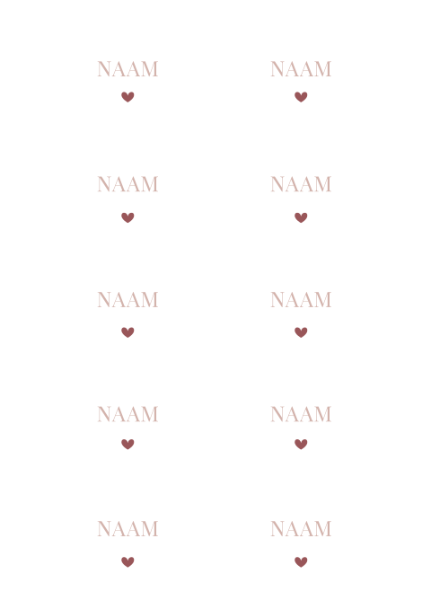 Romantische naamkaartjes met donkerroze hartje