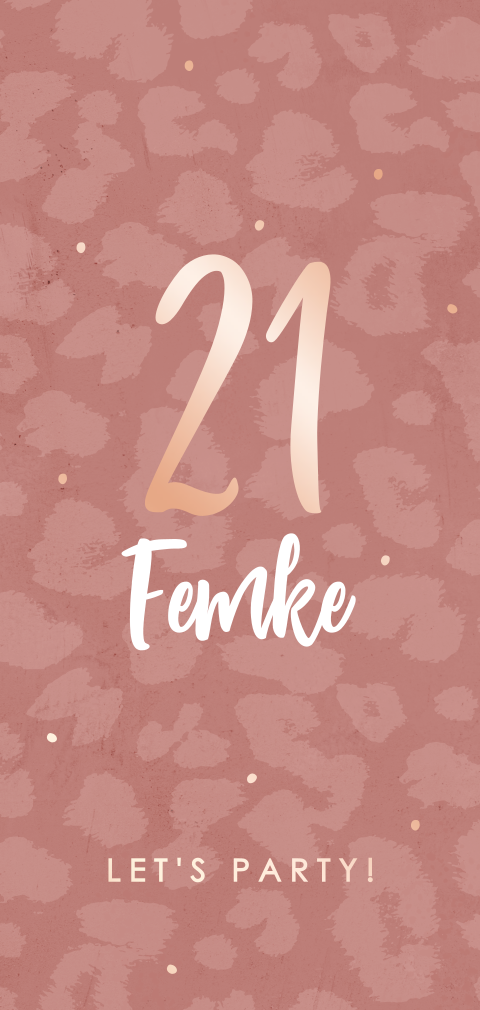 Uitnodiging 21 diner met folie en panterprint