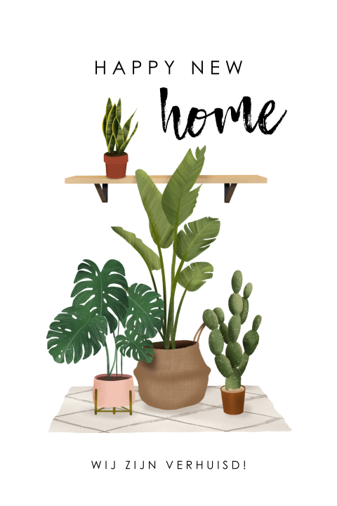 Originele verhuiskaart met planten