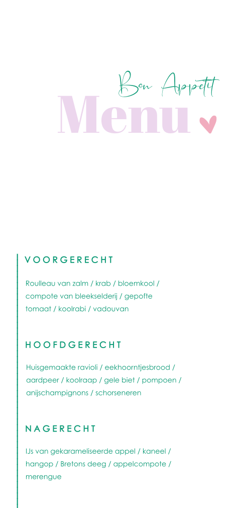 Menukaart bruiloft trendy color blocking