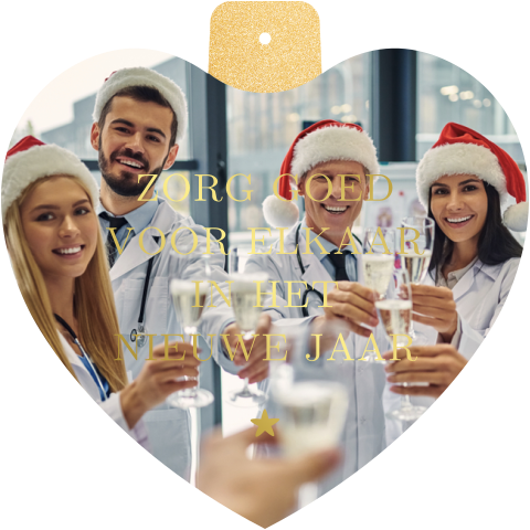 Zakelijke kerstkaart voor zorg in ornament vorm