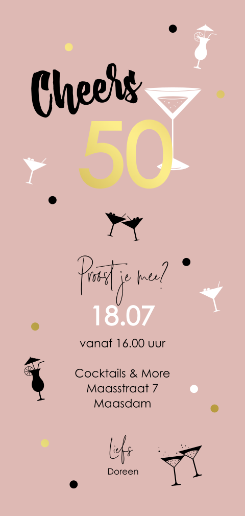 Vrolijke verjaardagsuitnodiging met goudfolie