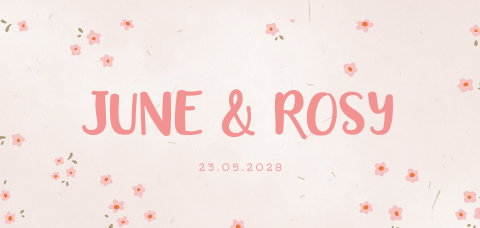 Geboortekaartje tweeling met vrolijke bloemetjes