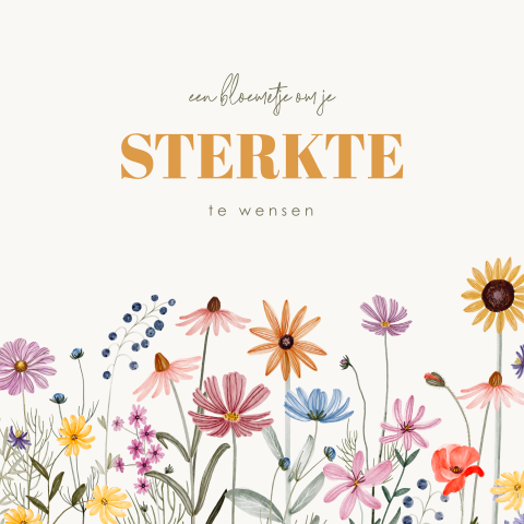 Wenskaart sterkte met vrolijke bloemen