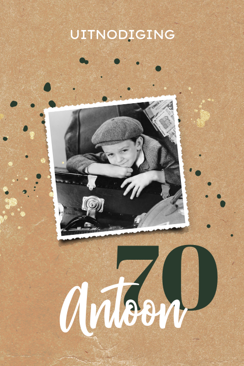 Uitnodiging verjaardag 70 jaar kraft look met foto