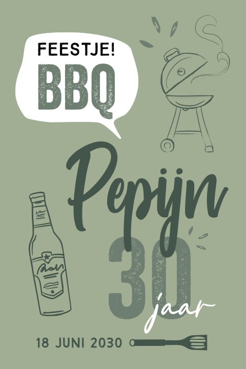 Bbq uitnodiging tuinfeest verjaardag man stoer