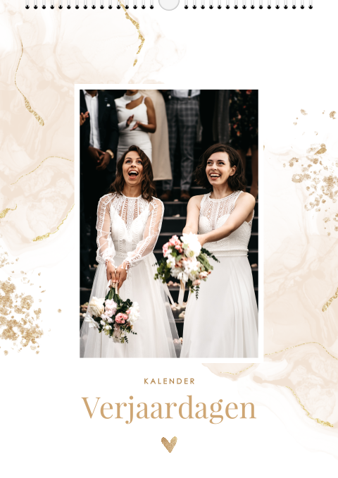 Verjaardagskalender A4 met trouwfoto