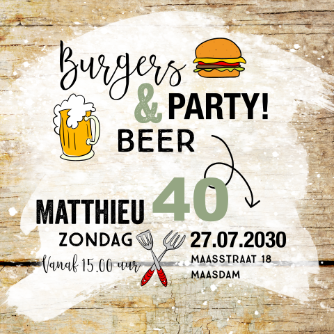 Bbq verjaardag uitnodiging tuinfeest 40 jaar