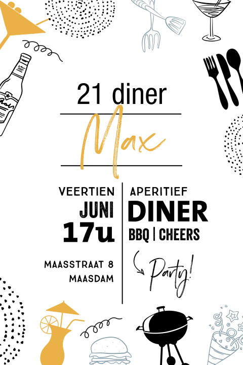 Stoere bbq verjaardagsuitnodiging 21 jaar