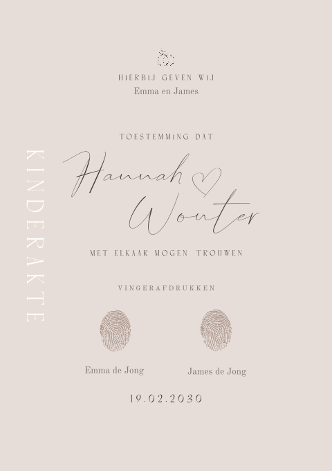 Klassieke kinderakte met ruimte voor vingerafdruk