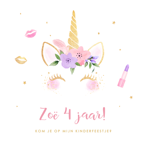 Kinderfeestje unicorn uitnodiging meisje