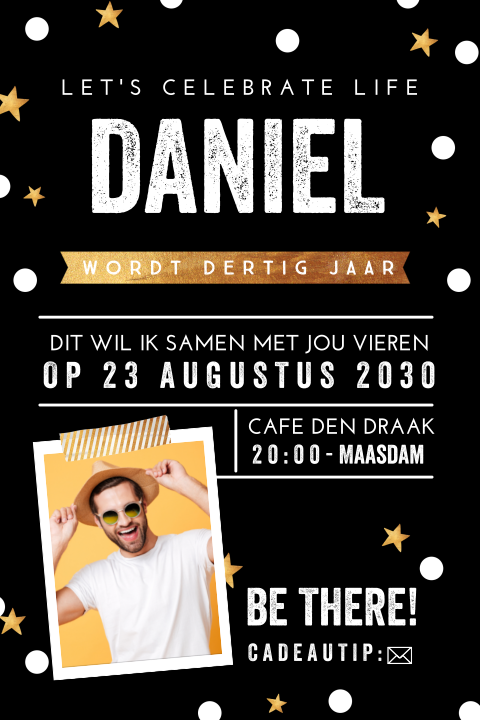 Typografische uitnodiging voor 30e verjaardag van een man
