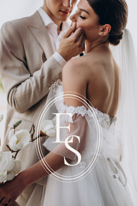 Elegante bedankkaart trouwen in neutrale kleuren met foto