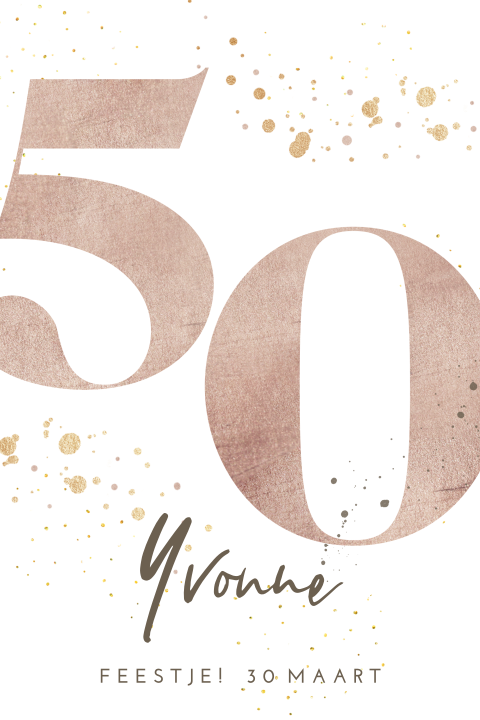 Hip design verjaardag vrouw vijftig met spetters