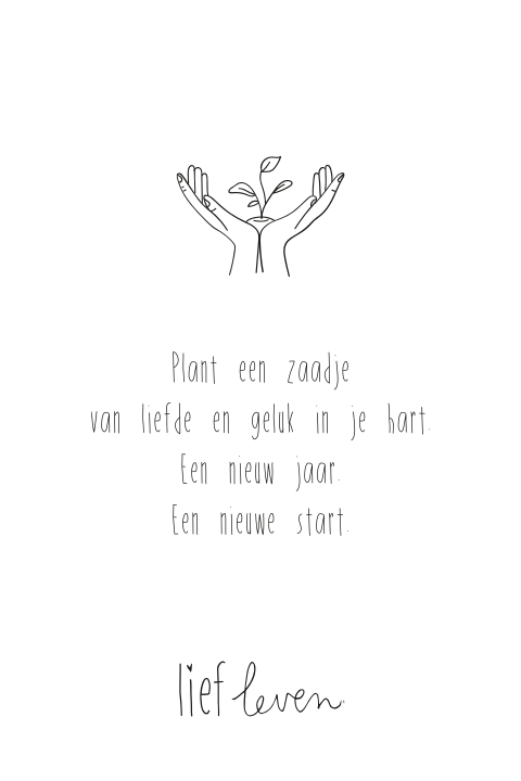 Kerstkaart Lief Leven met plantje nieuwjaar