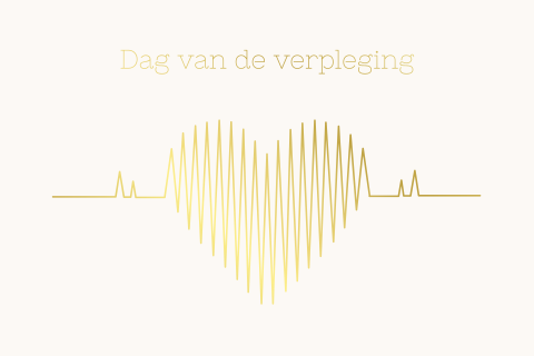 Wenskaart dag van de verpleging hartritme in goudfolie