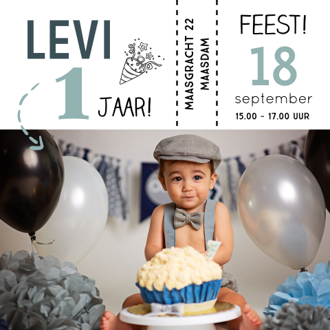 Verjaardag uitnodiging 1 jaar met foto