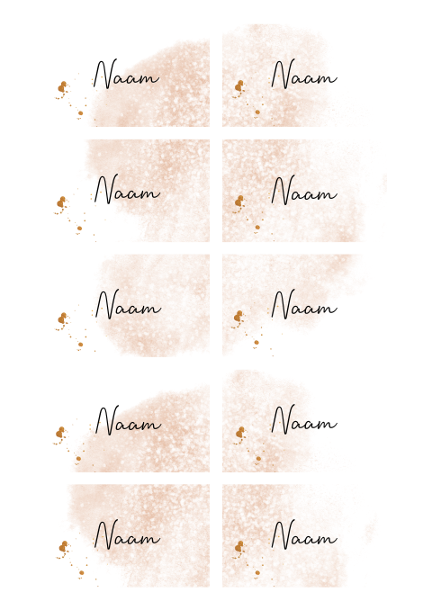 Naamkaartjes 21 diner watercolor met spetters