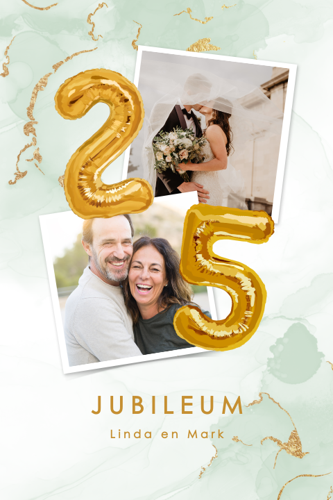 Jubileumkaart 25 jaar getrouwd met ballonnen