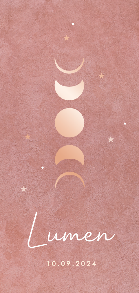 Geboortekaartje meisje met maanstand in velvet look