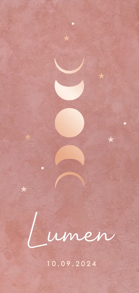 Geboortekaartje meisje met maanstand in velvet look