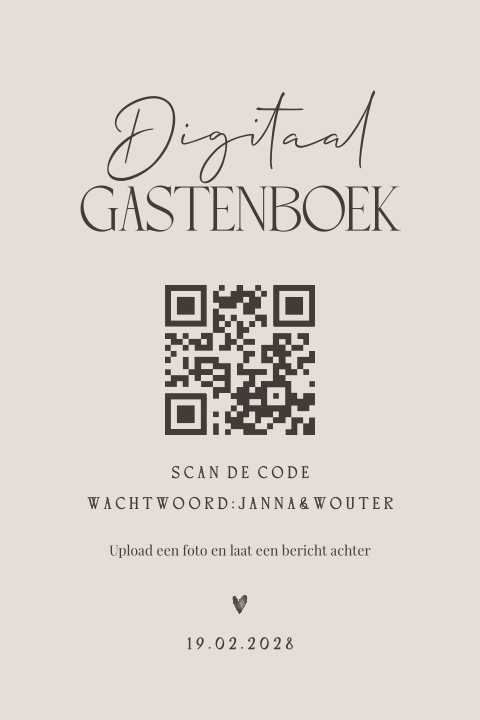 Digitaal gastenboek kaart bruiloft taupe