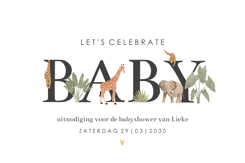 Uitnodiging babyshower met dieren